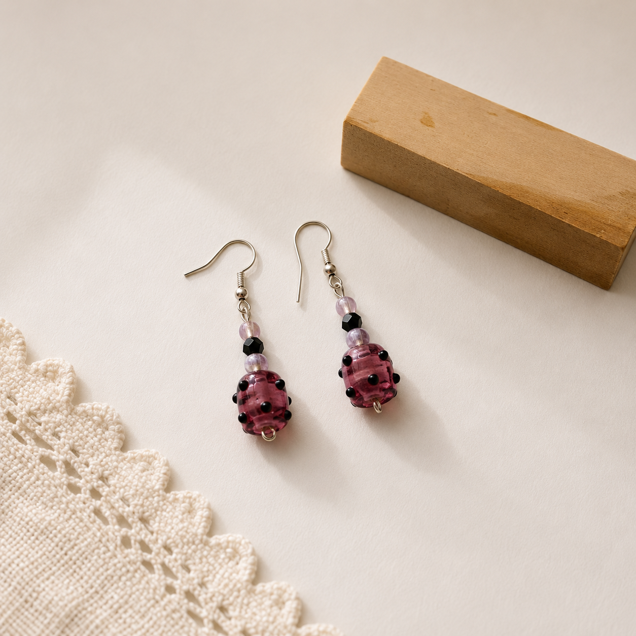 Dark Pink Drop Earrings