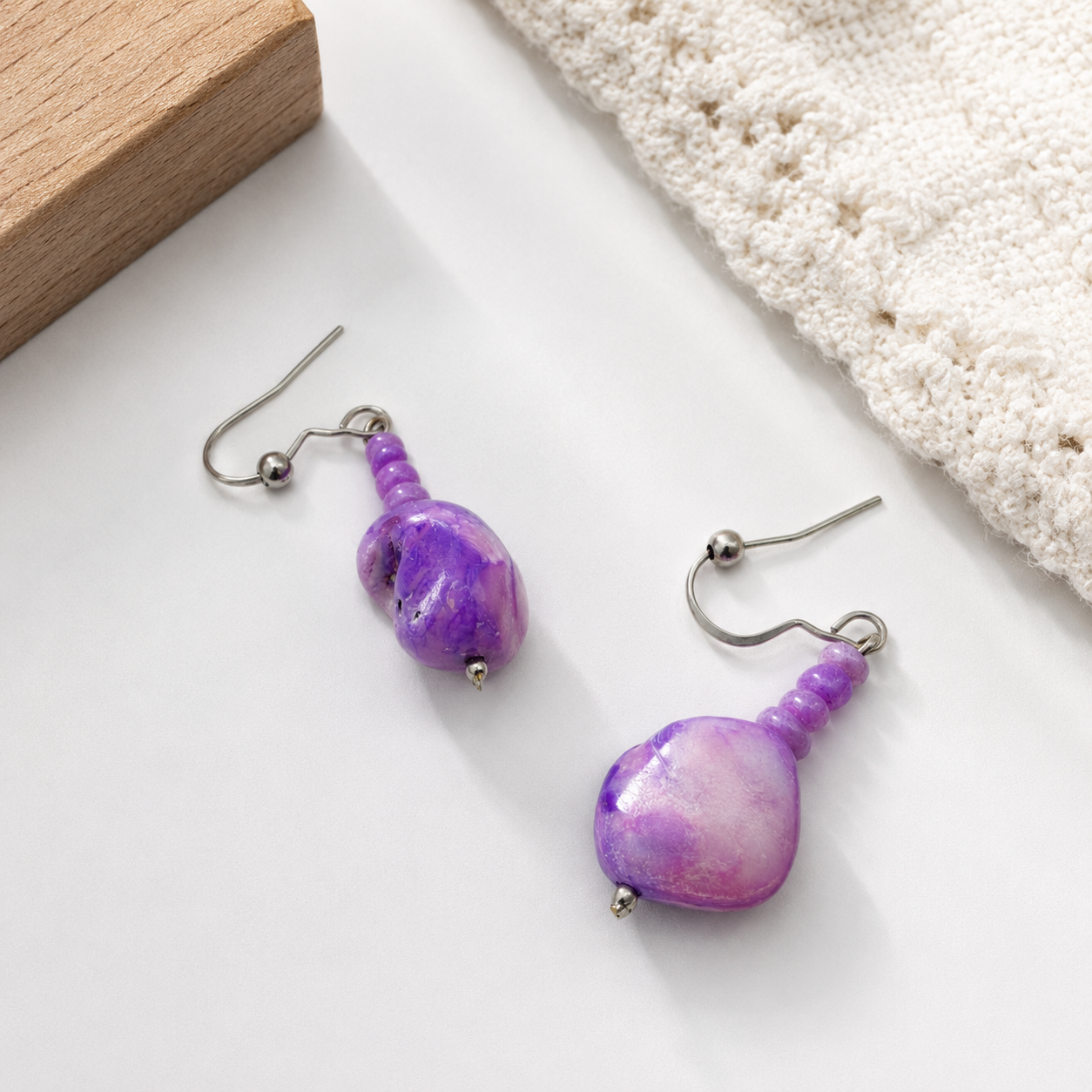 Lavender & White Marbled Earrings