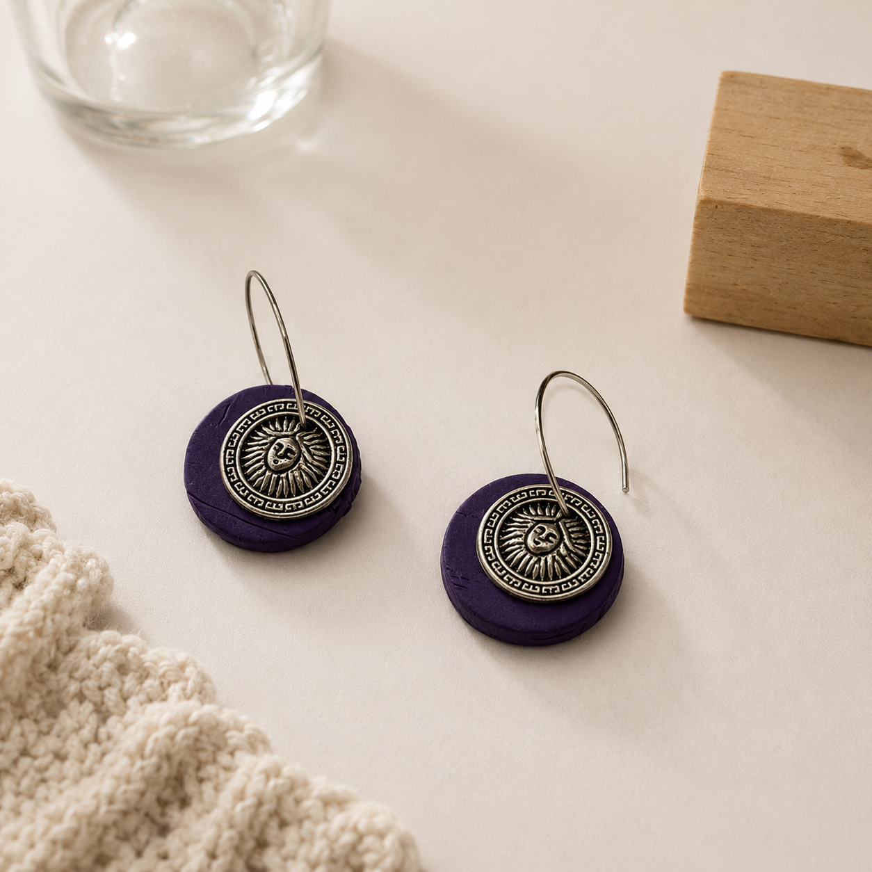 Purple & Silver Sun Earrings