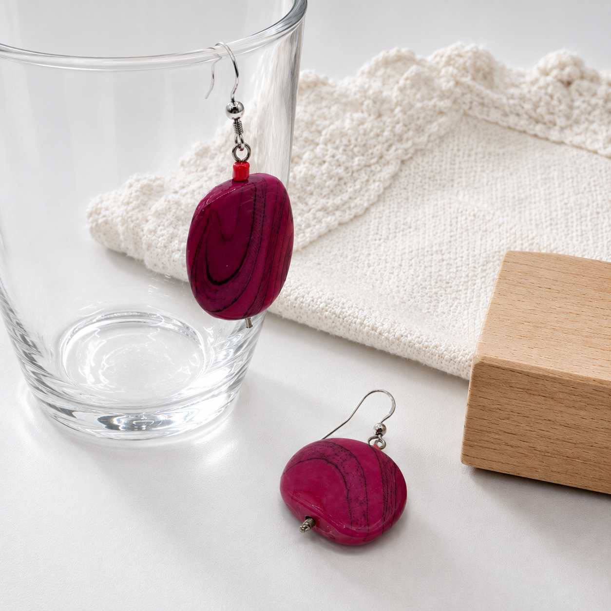 Magenta Berry Marbled Earrings