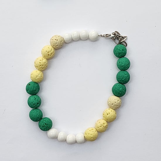 Green, Yellow & White Bracelet - one off