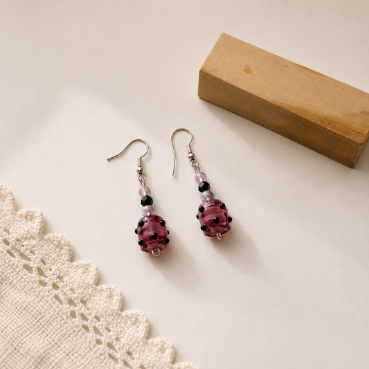 Dark Pink Drop Earrings