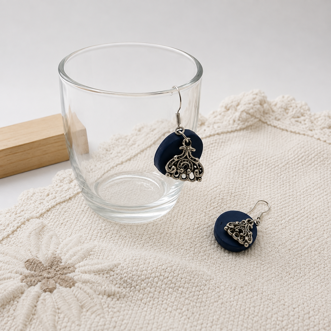 Navy & Silver Filigree Earrings
