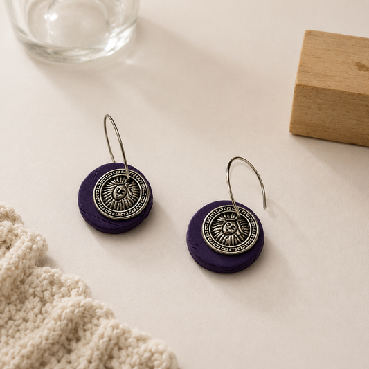 Purple & Silver Sun Earrings