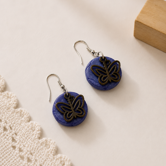 Purple & Bronze Butterfly Earring