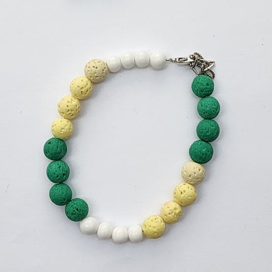 Green, Yellow & White Bracelet - one off