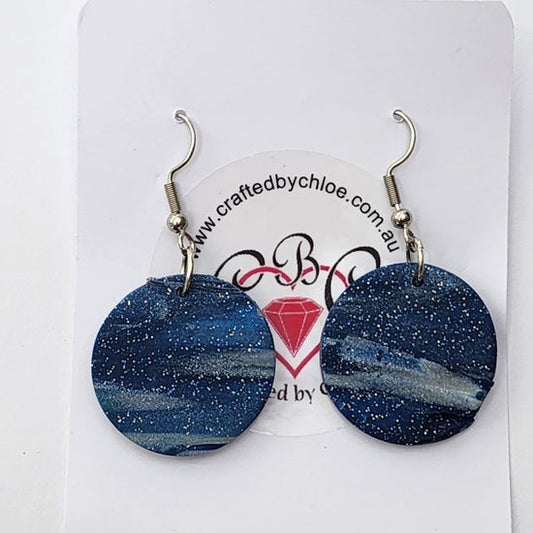 Night Sky large Circle Dangles - one off