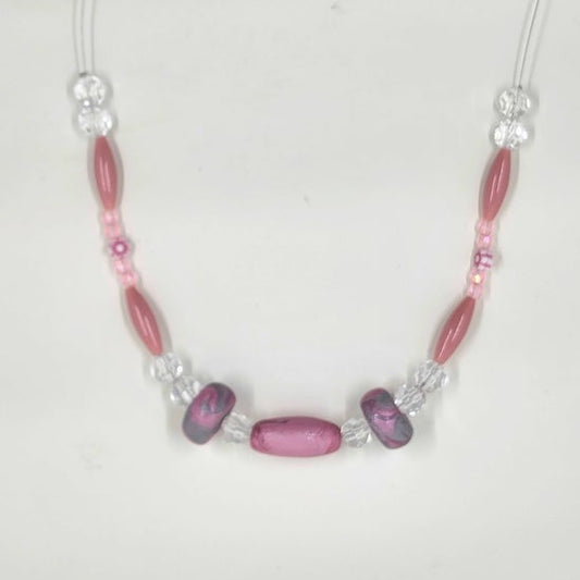 Pink Beaded Necklace - one off