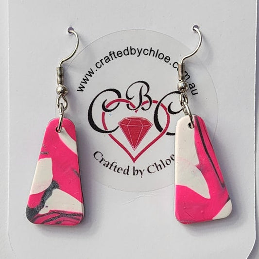 Pink, Silver and White Med Dangles - one off