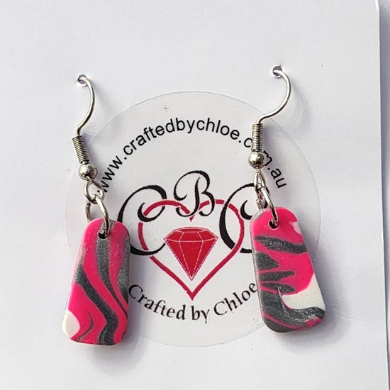 Pink, Silver and White small Dangles - one off