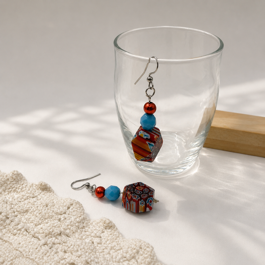 Rust Multicolor Mosaic Earrings
